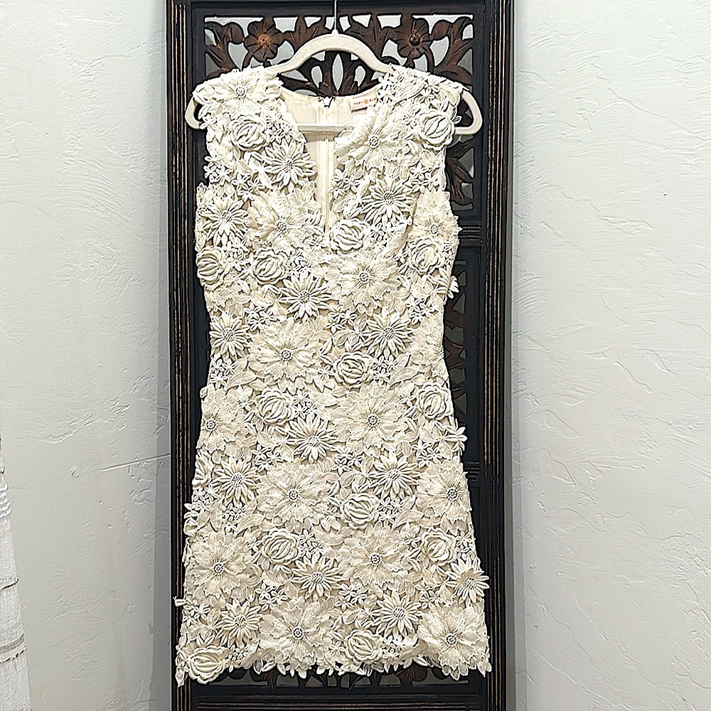 Tory Burch Merida Lace Floral Dress Ivory Sz. 2